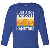 Hamster Lover Just A Boy Who Loves Hamsters Retro Hamster Gift Toddler Long Sleeve Shirt