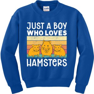 Hamster Lover Just A Boy Who Loves Hamsters Retro Hamster Gift Kids Sweatshirt