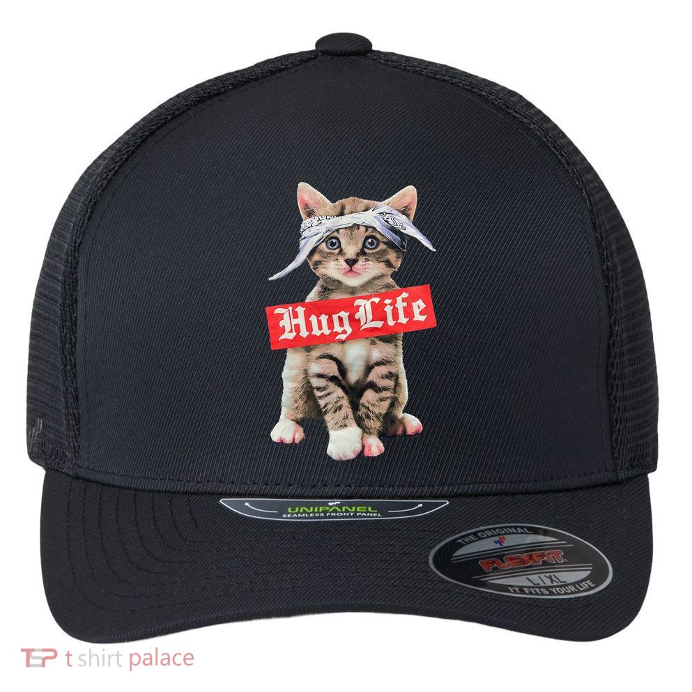 Hug Life Kitty Cat Hug Kitten Flexfit Unipanel Trucker Cap