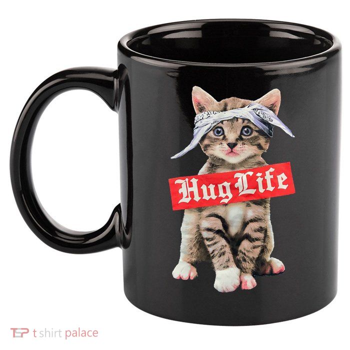 Hug Life Kitty Cat Hug Kitten 11oz C Handle Ceramic Mug