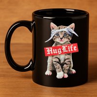 Hug Life Kitty Cat Hug Kitten 11oz C Handle Ceramic Mug