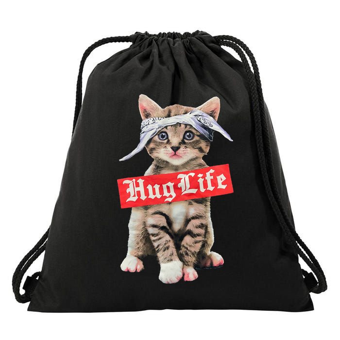 Hug Life Kitty Cat Hug Kitten Drawstring Bag