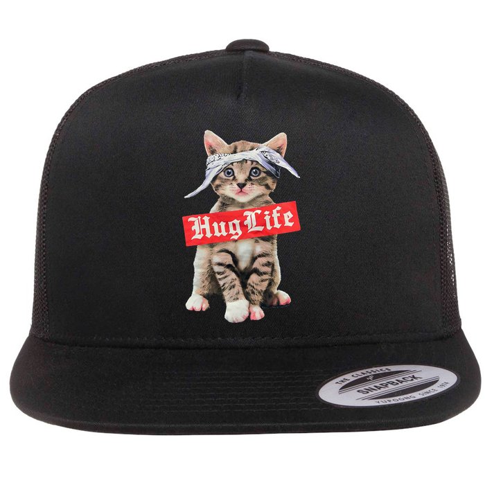 Hug Life Kitty Cat Hug Kitten Flat Bill Trucker Hat