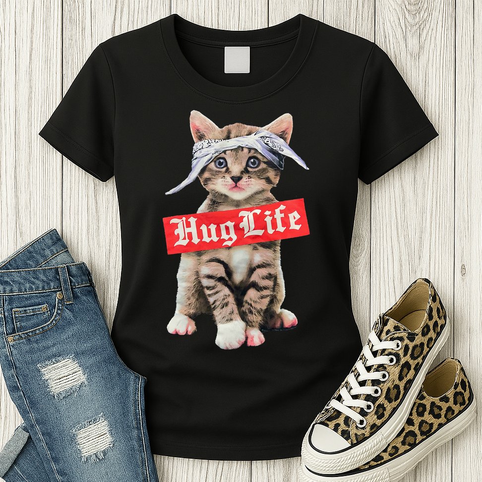 Hug Life Kitty Cat Hug Kitten Womens T-Shirt