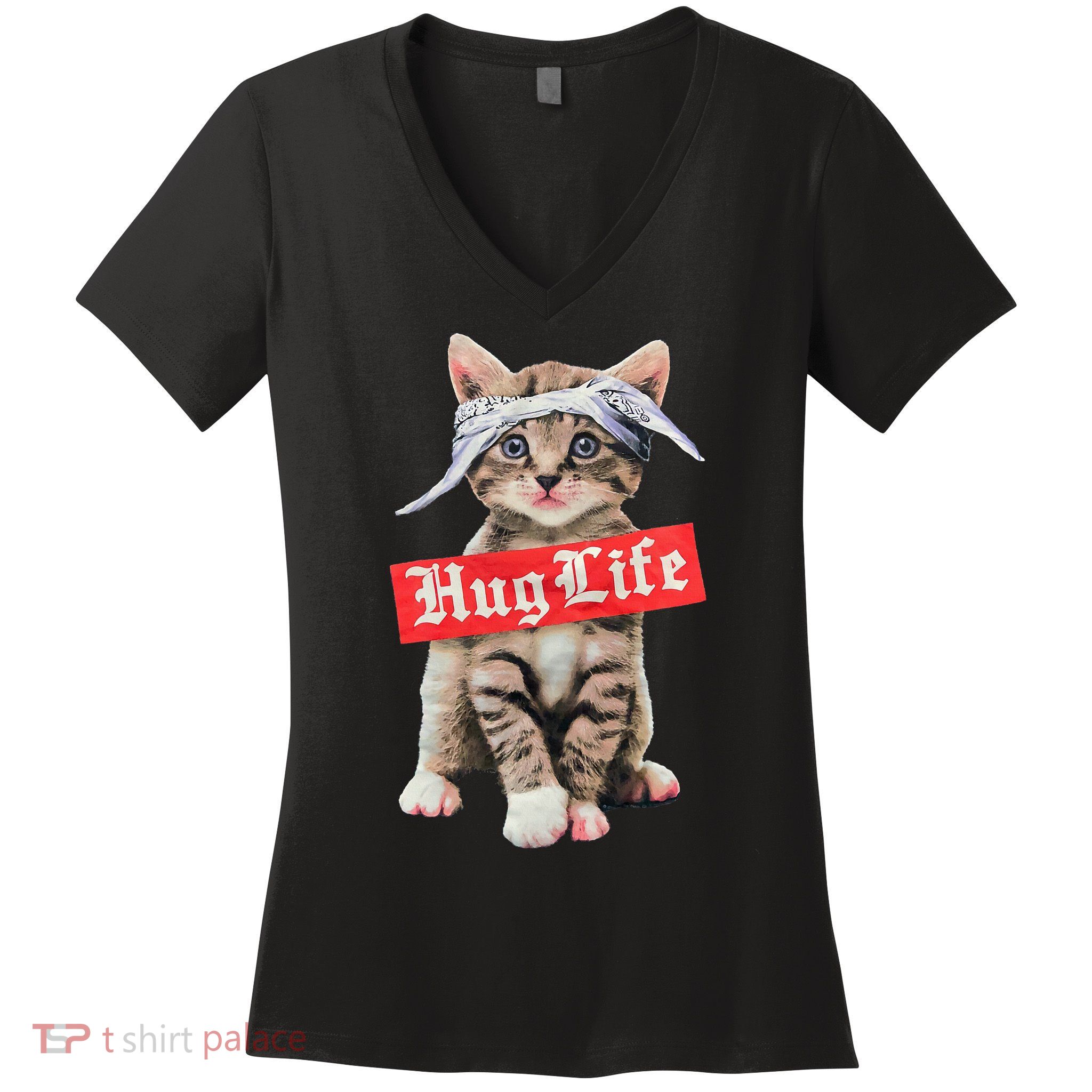 Hug Life Kitty Cat Hug Kitten Women's V-Neck T-Shirt