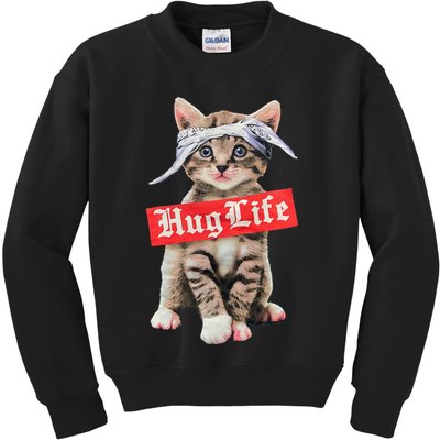 Hug Life Kitty Cat Hug Kitten Kids Sweatshirt