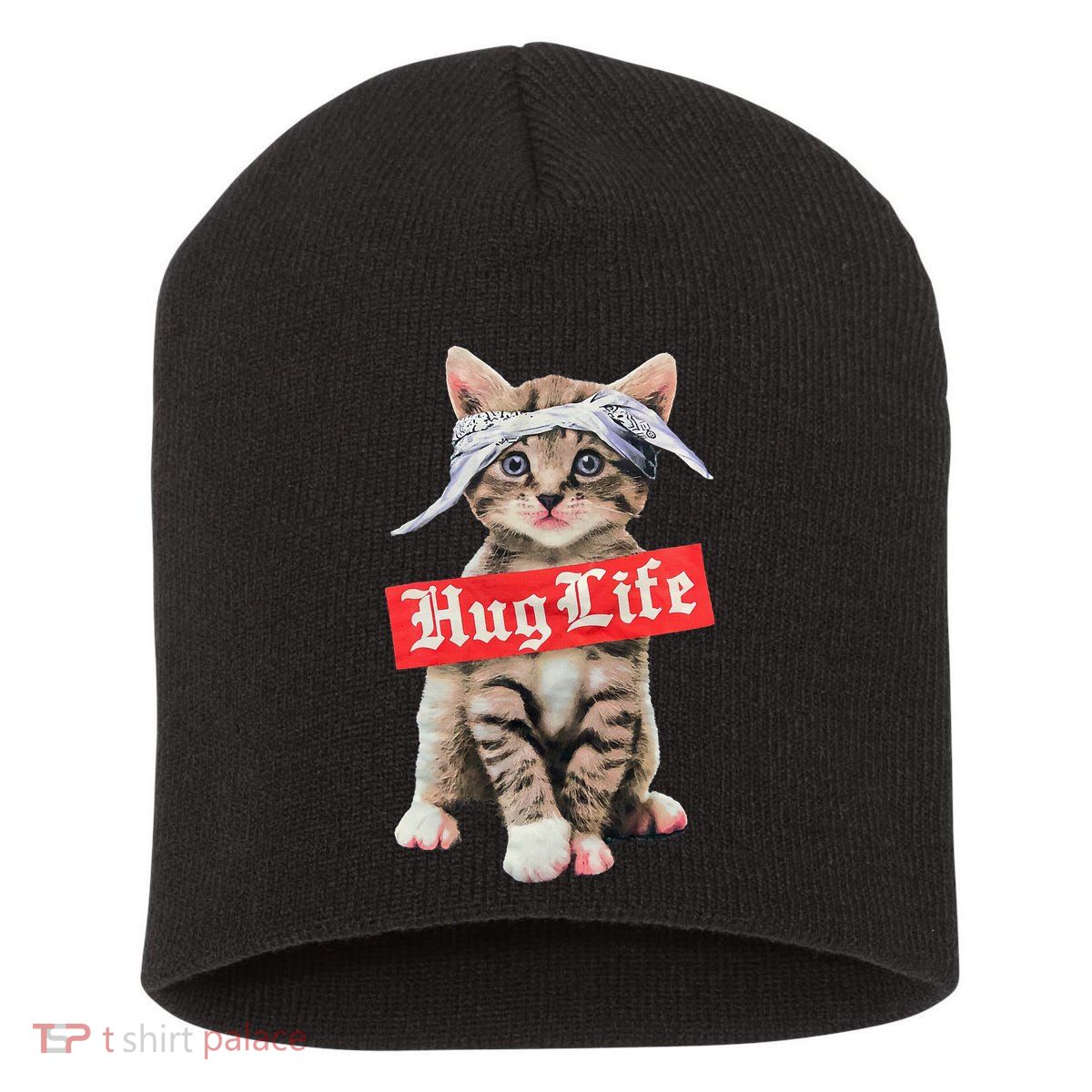Hug Life Kitty Cat Hug Kitten Short Acrylic Beanie