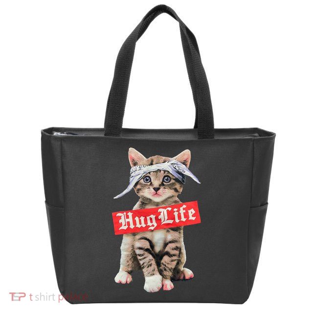 Hug Life Kitty Cat Hug Kitten Zip Tote Bag