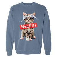 Hug Life Kitty Cat Hug Kitten Garment-Dyed Sweatshirt