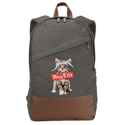 Hug Life Kitty Cat Hug Kitten Cotton Canvas Backpack
