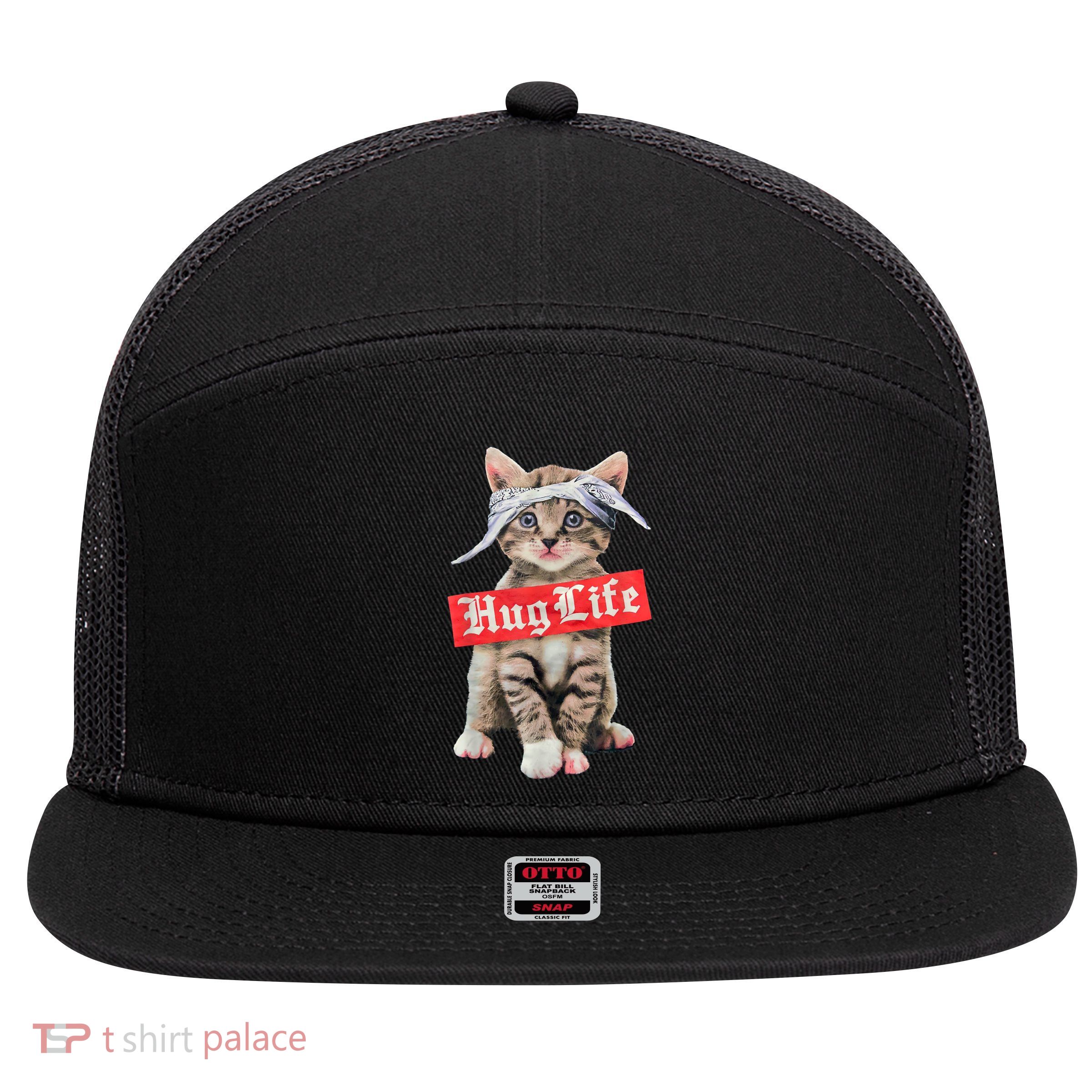 Hug Life Kitty Cat Hug Kitten 7 Panel Mesh Trucker Snapback Hat