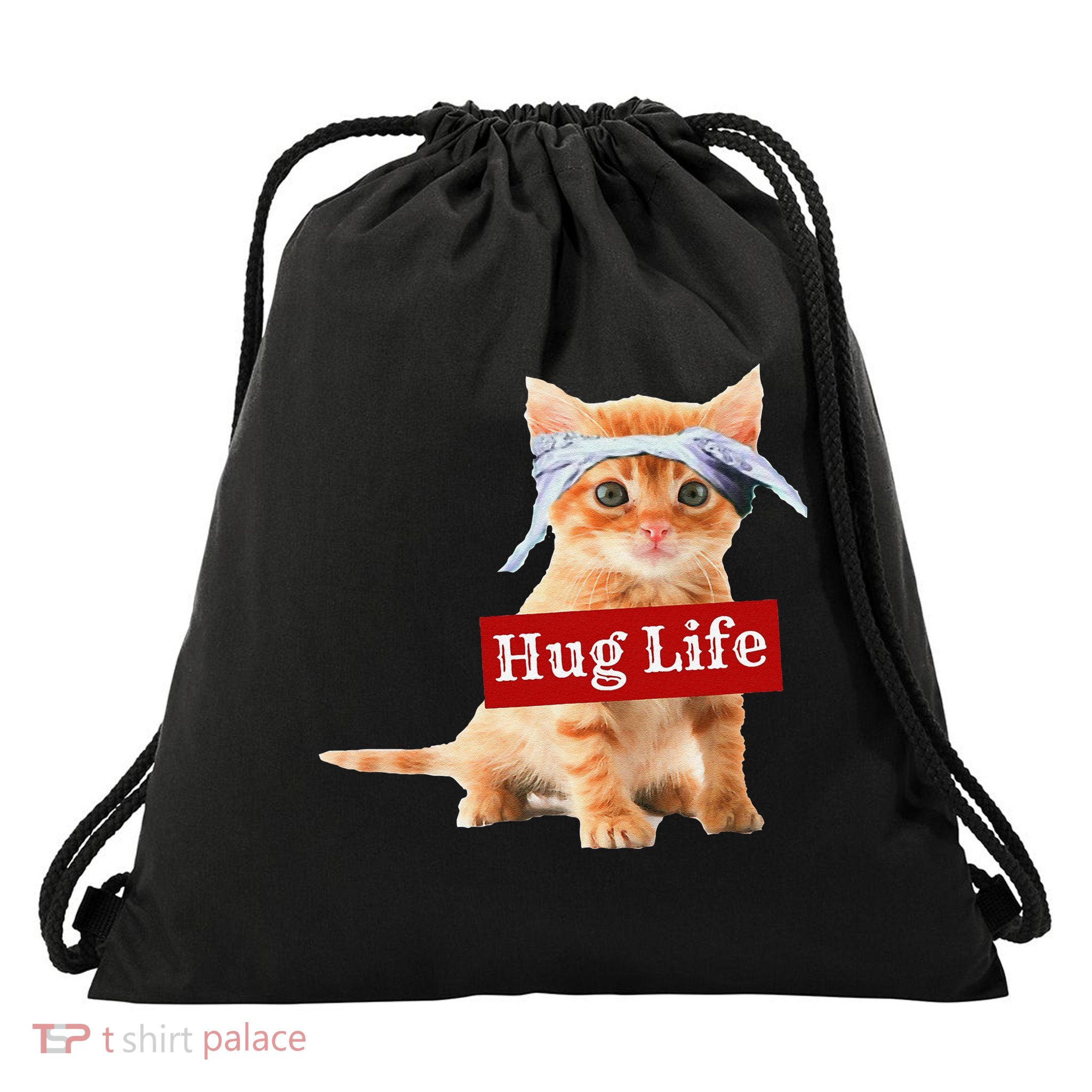 Hug Life Kitty Cat Thug Gansta Kitten Kitty Funny Gangster Drawstring Bag