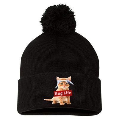 Hug Life Kitty Cat Thug Gansta Kitten Kitty Funny Gangster Pom Pom 12in Knit Beanie