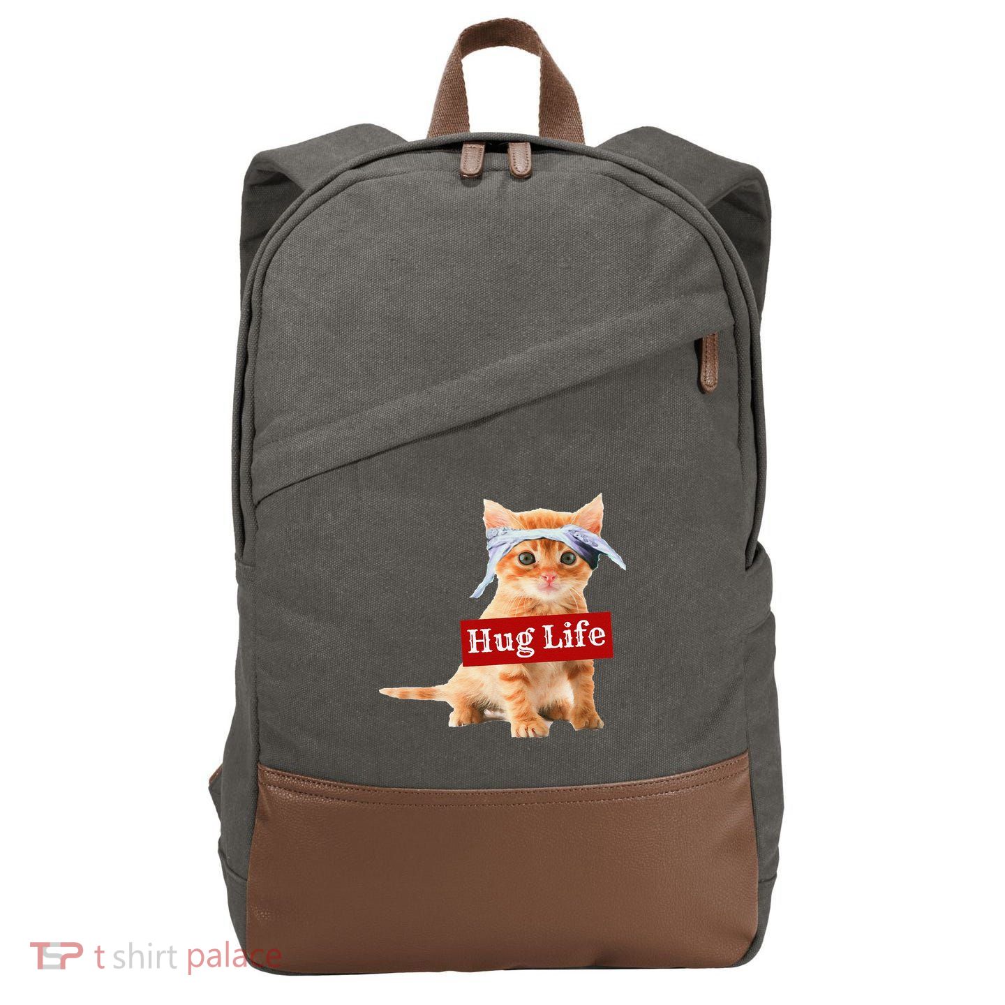 Hug Life Kitty Cat Thug Gansta Kitten Kitty Funny Gangster Cotton Canvas Backpack