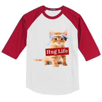 Hug Life Kitty Cat Thug Gansta Kitten Kitty Funny Gangster Kids Colorblock Raglan Jersey