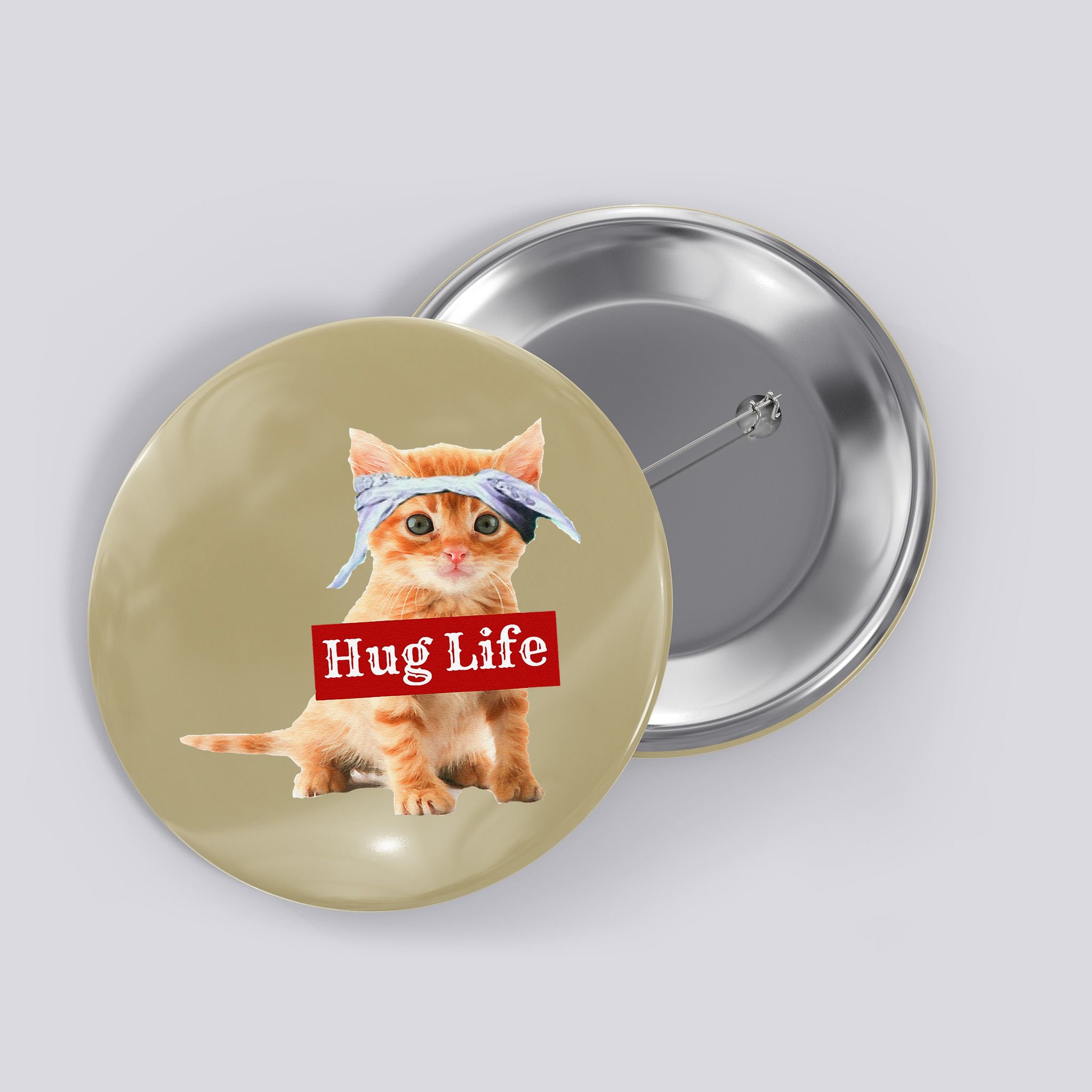 Hug Life Kitty Cat Thug Gansta Kitten Kitty Funny Gangster Button
