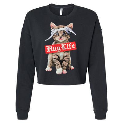 Hug Life Kitty Cat Hug Kitten Cropped Pullover Crew