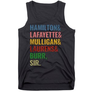 Hamilton Laurens Lafayette Mulligan Burr Sir Tank Top