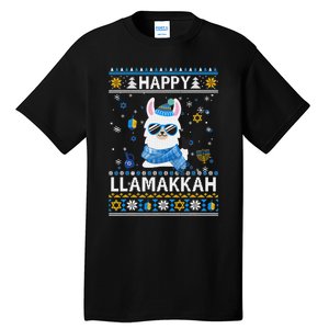 Happy Llamakkah Llama Ugly Hanukkah Sweater: Spread Holiday Joy With Festive Jew Tall T-Shirt