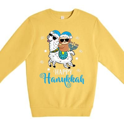 Hanukkah Llamakah Llama Sloth Happy Hanukkah Chanukah Premium Crewneck Sweatshirt