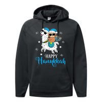 Hanukkah Llamakah Llama Sloth Happy Hanukkah Chanukah Performance Fleece Hoodie