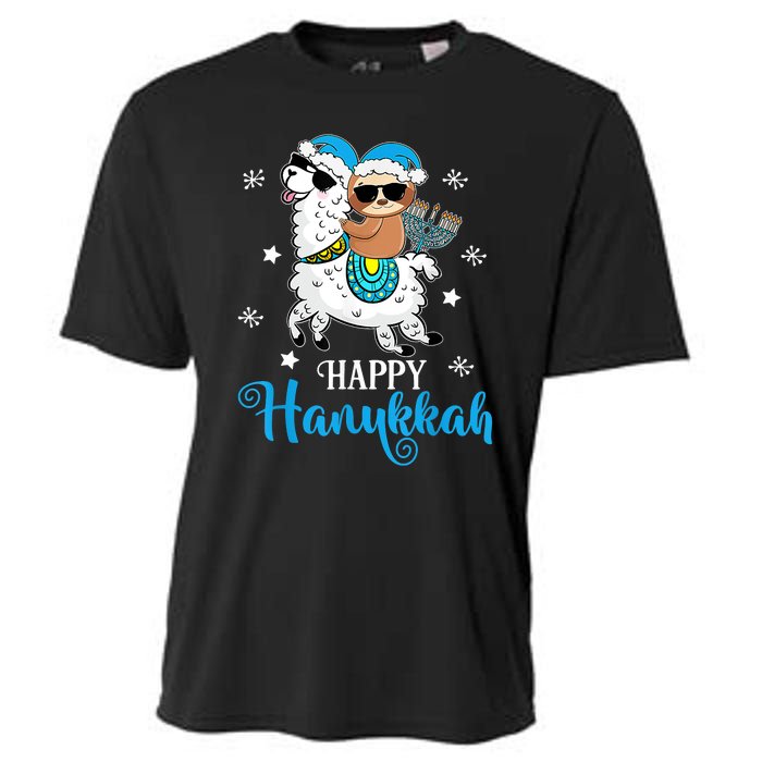 Hanukkah Llamakah Llama Sloth Happy Hanukkah Chanukah Cooling Performance Crew T-Shirt