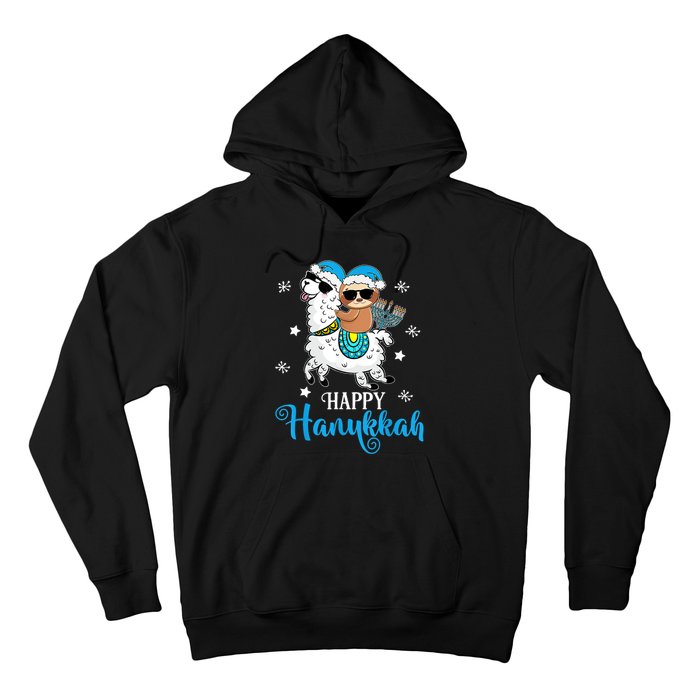 Hanukkah Llamakah Llama Sloth Happy Hanukkah Chanukah Hoodie