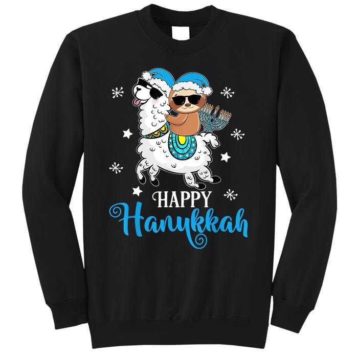 Hanukkah Llamakah Llama Sloth Happy Hanukkah Chanukah Sweatshirt