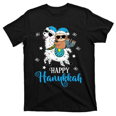 Hanukkah Llamakah Llama Sloth Happy Hanukkah Chanukah T-Shirt