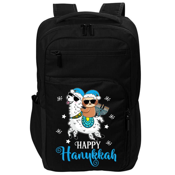 Hanukkah Llamakah Llama Sloth Happy Hanukkah Chanukah Impact Tech Backpack