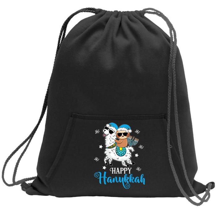 Hanukkah Llamakah Llama Sloth Happy Hanukkah Chanukah Sweatshirt Cinch Pack Bag