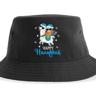 Hanukkah Llamakah Llama Sloth Happy Hanukkah Chanukah Sustainable Bucket Hat