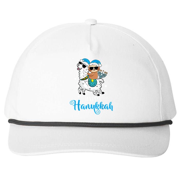 Hanukkah Llamakah Llama Sloth Happy Hanukkah Chanukah Snapback Five-Panel Rope Hat