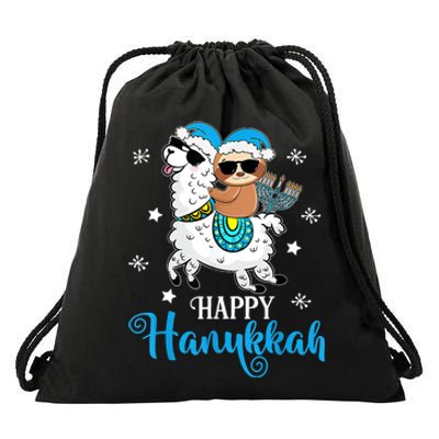 Hanukkah Llamakah Llama Sloth Happy Hanukkah Chanukah Drawstring Bag