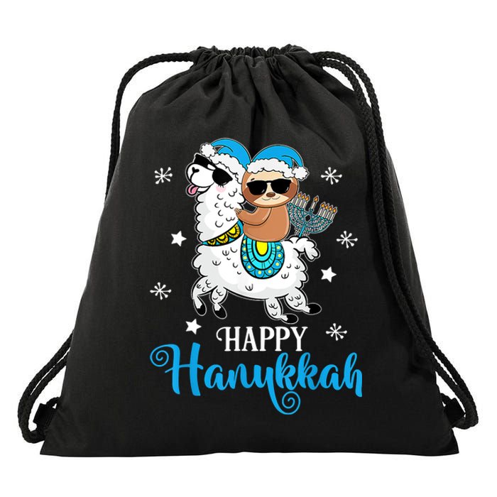 Hanukkah Llamakah Llama Sloth Happy Hanukkah Chanukah Drawstring Bag