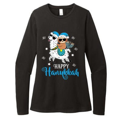 Hanukkah Llamakah Llama Sloth Happy Hanukkah Chanukah Womens CVC Long Sleeve Shirt