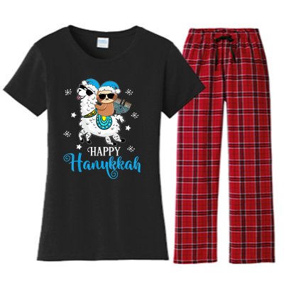 Hanukkah Llamakah Llama Sloth Happy Hanukkah Chanukah Women's Flannel Pajama Set