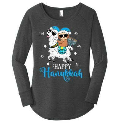 Hanukkah Llamakah Llama Sloth Happy Hanukkah Chanukah Women's Perfect Tri Tunic Long Sleeve Shirt