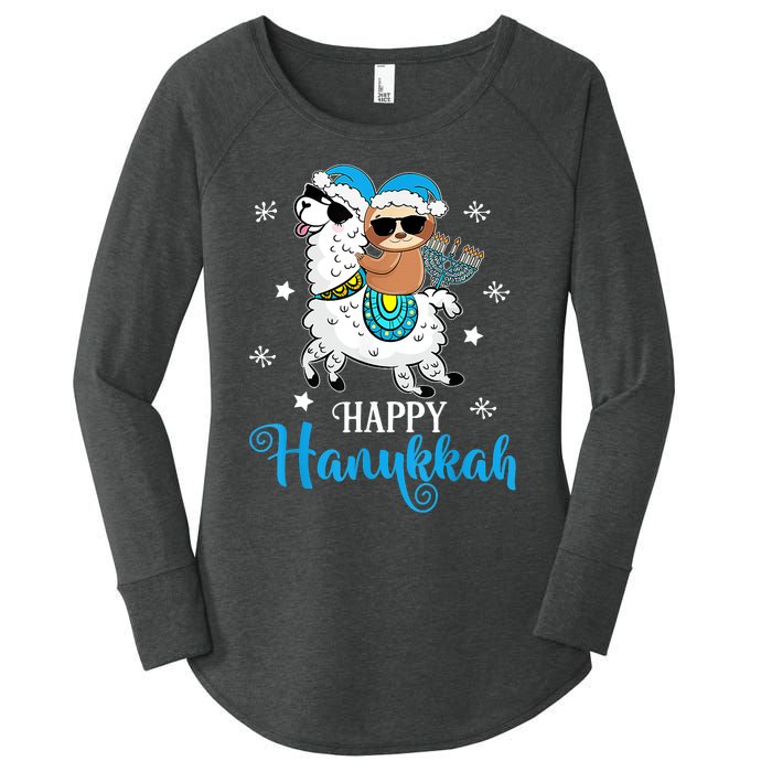 Hanukkah Llamakah Llama Sloth Happy Hanukkah Chanukah Women's Perfect Tri Tunic Long Sleeve Shirt