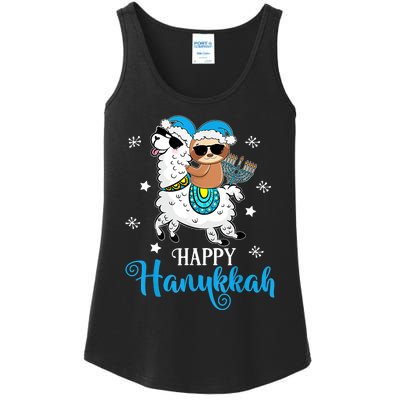 Hanukkah Llamakah Llama Sloth Happy Hanukkah Chanukah Ladies Essential Tank