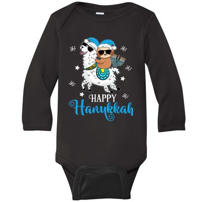 Hanukkah Llamakah Llama Sloth Happy Hanukkah Chanukah Baby Long Sleeve Bodysuit