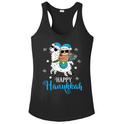 Hanukkah Llamakah Llama Sloth Happy Hanukkah Chanukah Ladies PosiCharge Competitor Racerback Tank