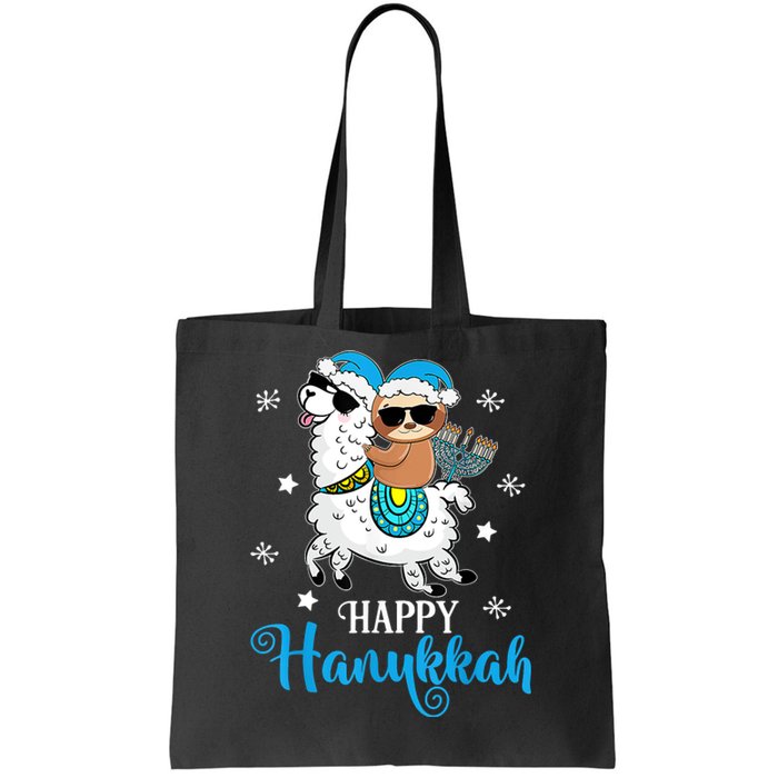 Hanukkah Llamakah Llama Sloth Happy Hanukkah Chanukah Tote Bag