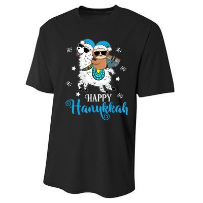 Hanukkah Llamakah Llama Sloth Happy Hanukkah Chanukah Performance Sprint T-Shirt