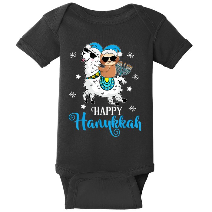 Hanukkah Llamakah Llama Sloth Happy Hanukkah Chanukah Baby Bodysuit