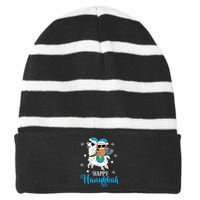 Hanukkah Llamakah Llama Sloth Happy Hanukkah Chanukah Striped Beanie with Solid Band