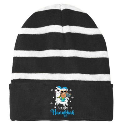 Hanukkah Llamakah Llama Sloth Happy Hanukkah Chanukah Striped Beanie with Solid Band