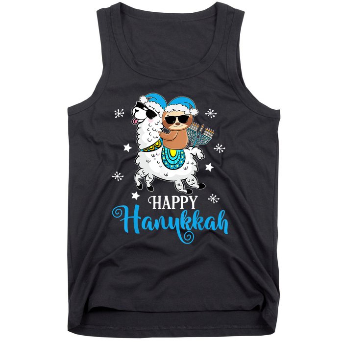 Hanukkah Llamakah Llama Sloth Happy Hanukkah Chanukah Tank Top