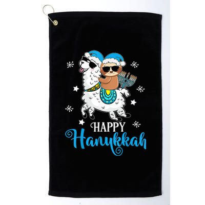 Hanukkah Llamakah Llama Sloth Happy Hanukkah Chanukah Platinum Collection Golf Towel