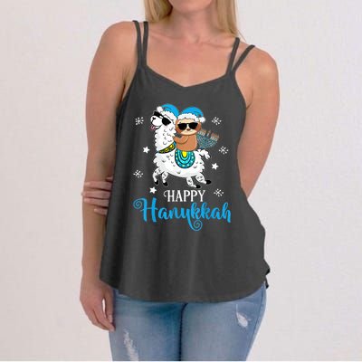 Hanukkah Llamakah Llama Sloth Happy Hanukkah Chanukah Women's Strappy Tank